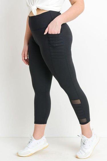 High Waist Moto Ribbed Mesh Leggings with Pockets